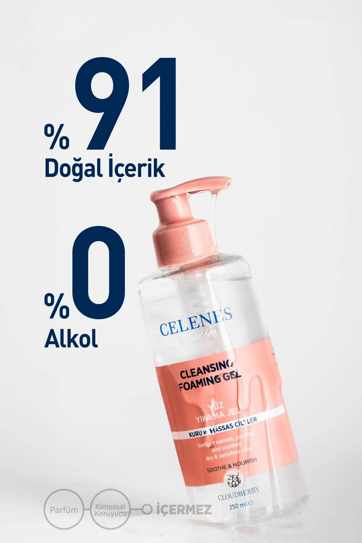 Celenes Cloudberry Yüz Yıkama Jeli Kuru ve Hassas Ciltler 250 ml