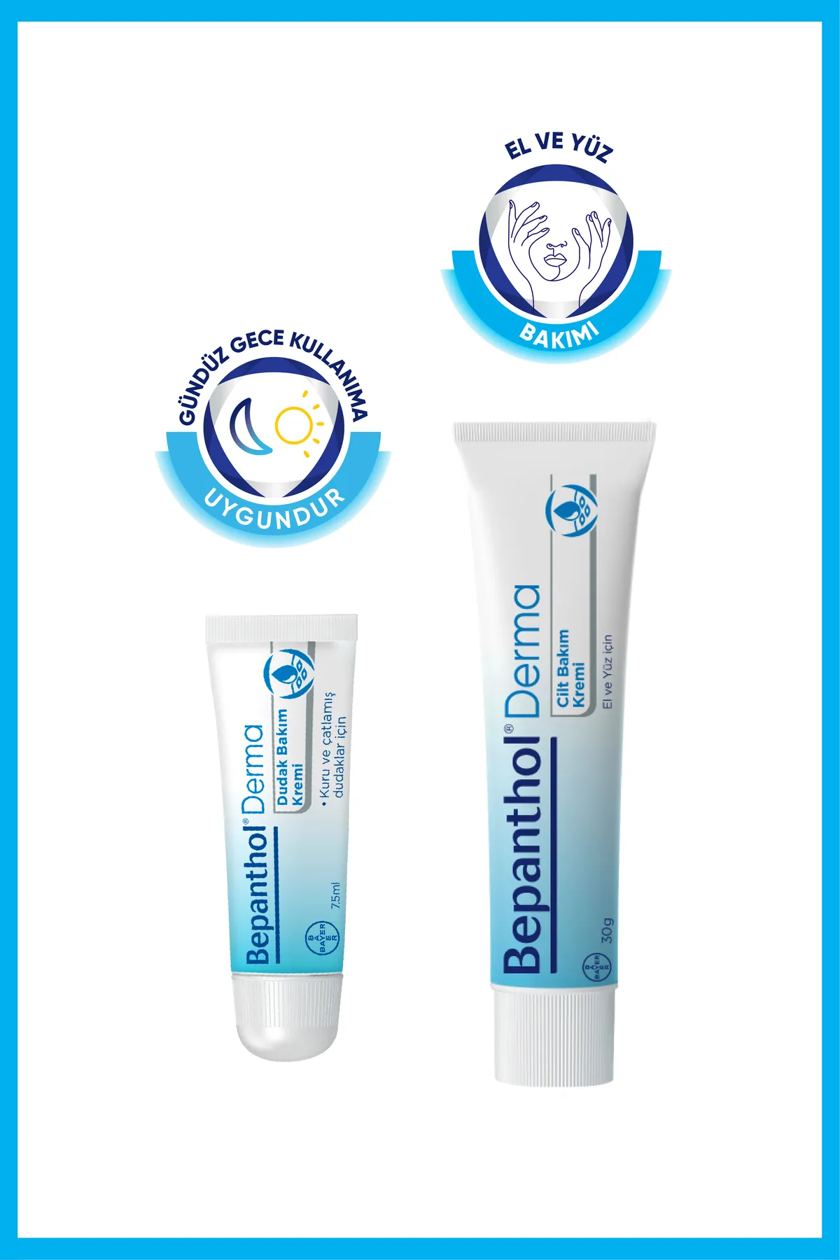 Bepanthol Cilt Bakım Kremi 30 gr ve Dudak Bakım Kremi 7,5 ml