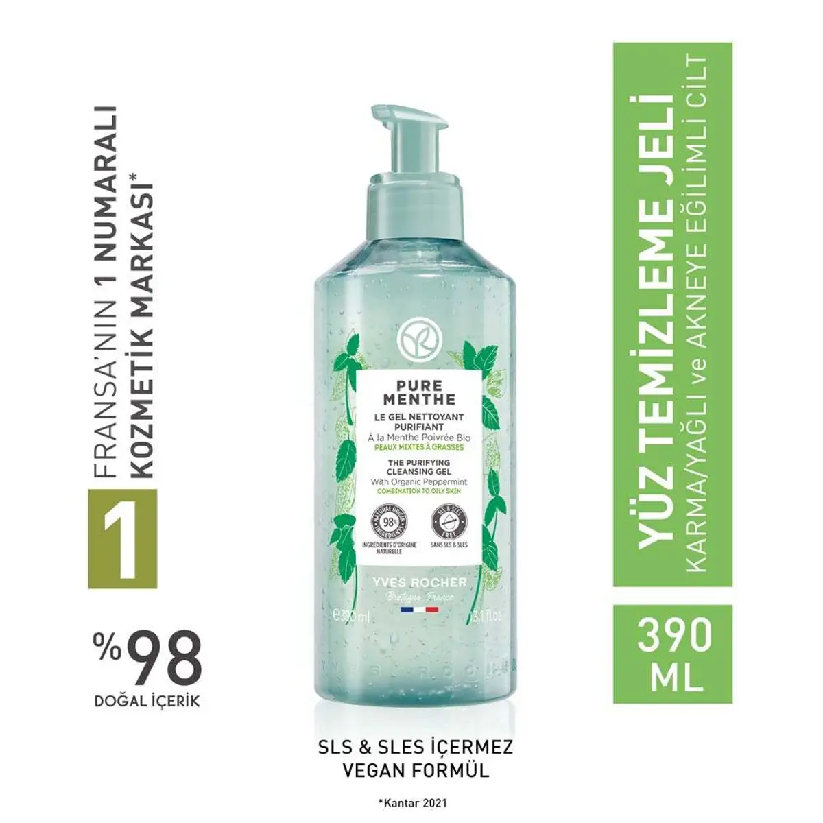 Yves Rocher Karma Ve Yağlı Ciltler İçin Prebiyotik Yüz Yıkama Jeli 390ml