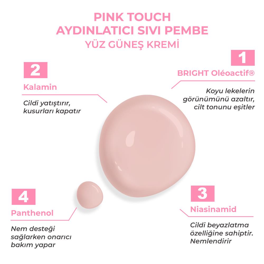 Sinoz Spf50+ Pink Touch Aydınlatıcı Fluid Güneş Kremi - Yeni Nesil Filtreleri Ile Hibrit Formül 50m