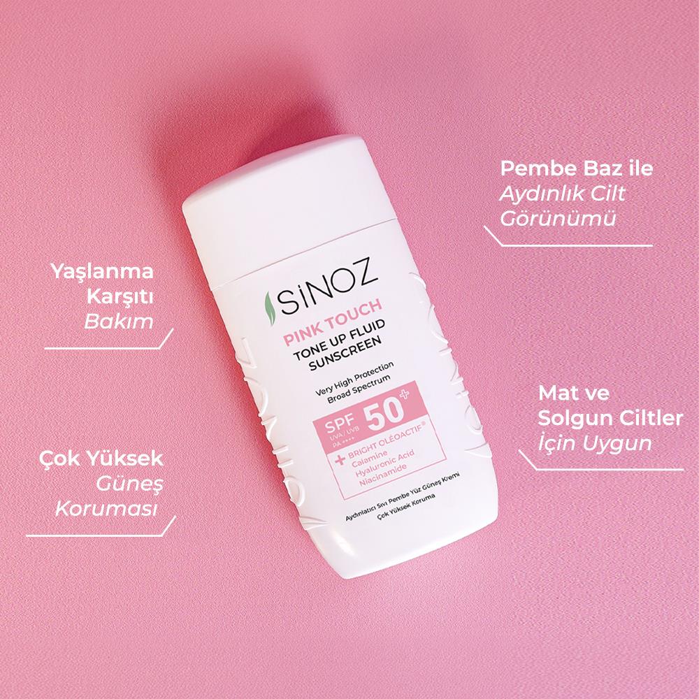 Sinoz Spf50+ Pink Touch Aydınlatıcı Fluid Güneş Kremi - Yeni Nesil Filtreleri Ile Hibrit Formül 50m