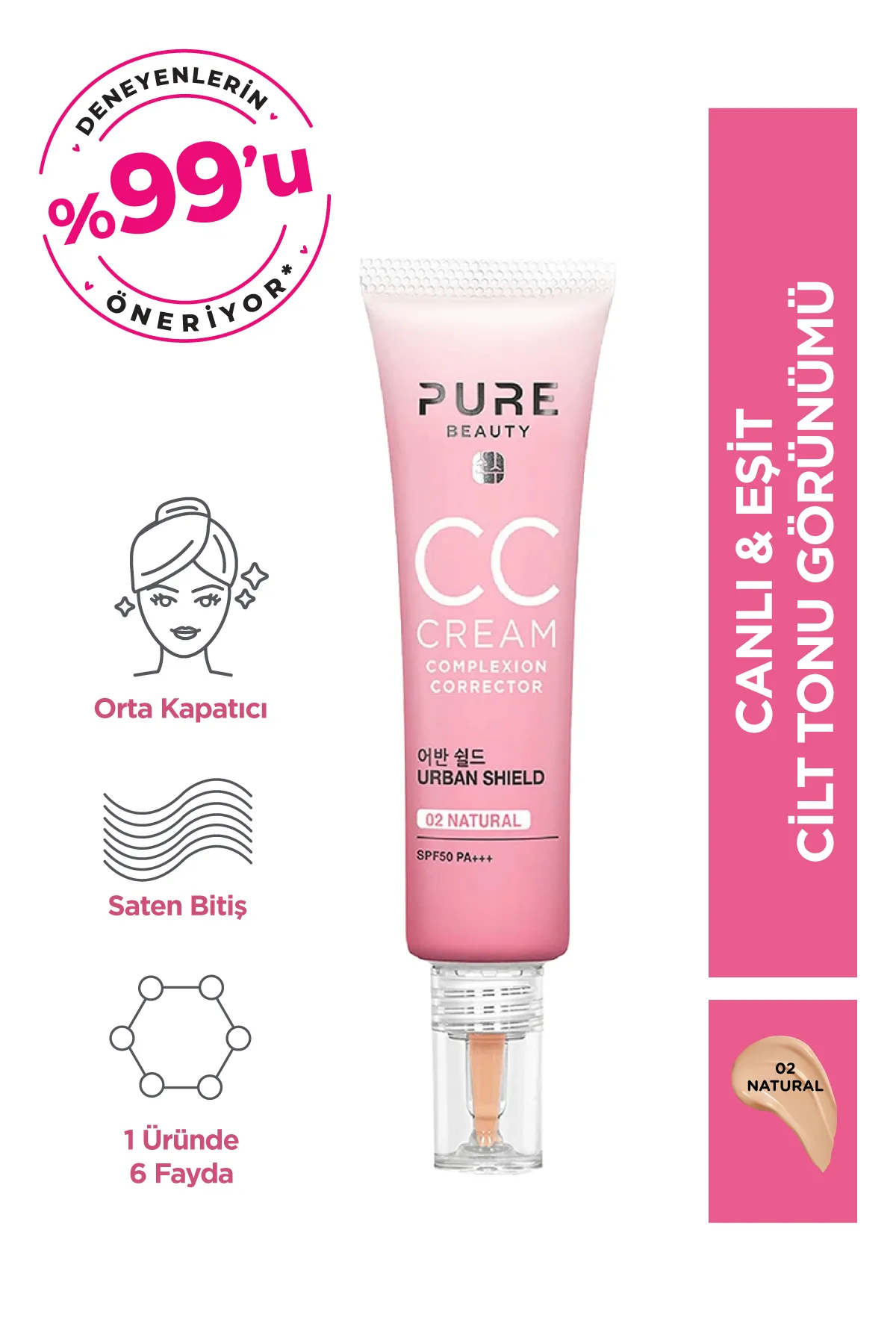 Pure Beauty CC Krem Spf50 Pa+++ Ivory 30 ml