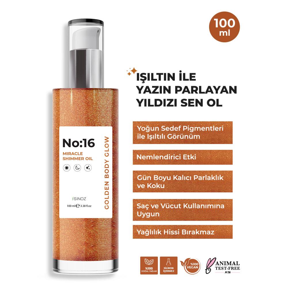 Sinoz No:16 Mucizevi Işıltılı Saç ve Vücut Bakım Yağı 100 ml 