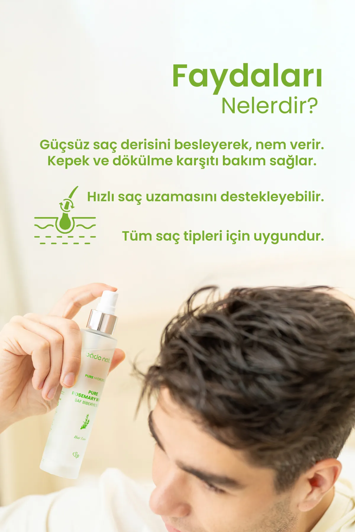 Bade Natural Biberiye Suyu Saç ve Cilt Güçlendirici 100 ml