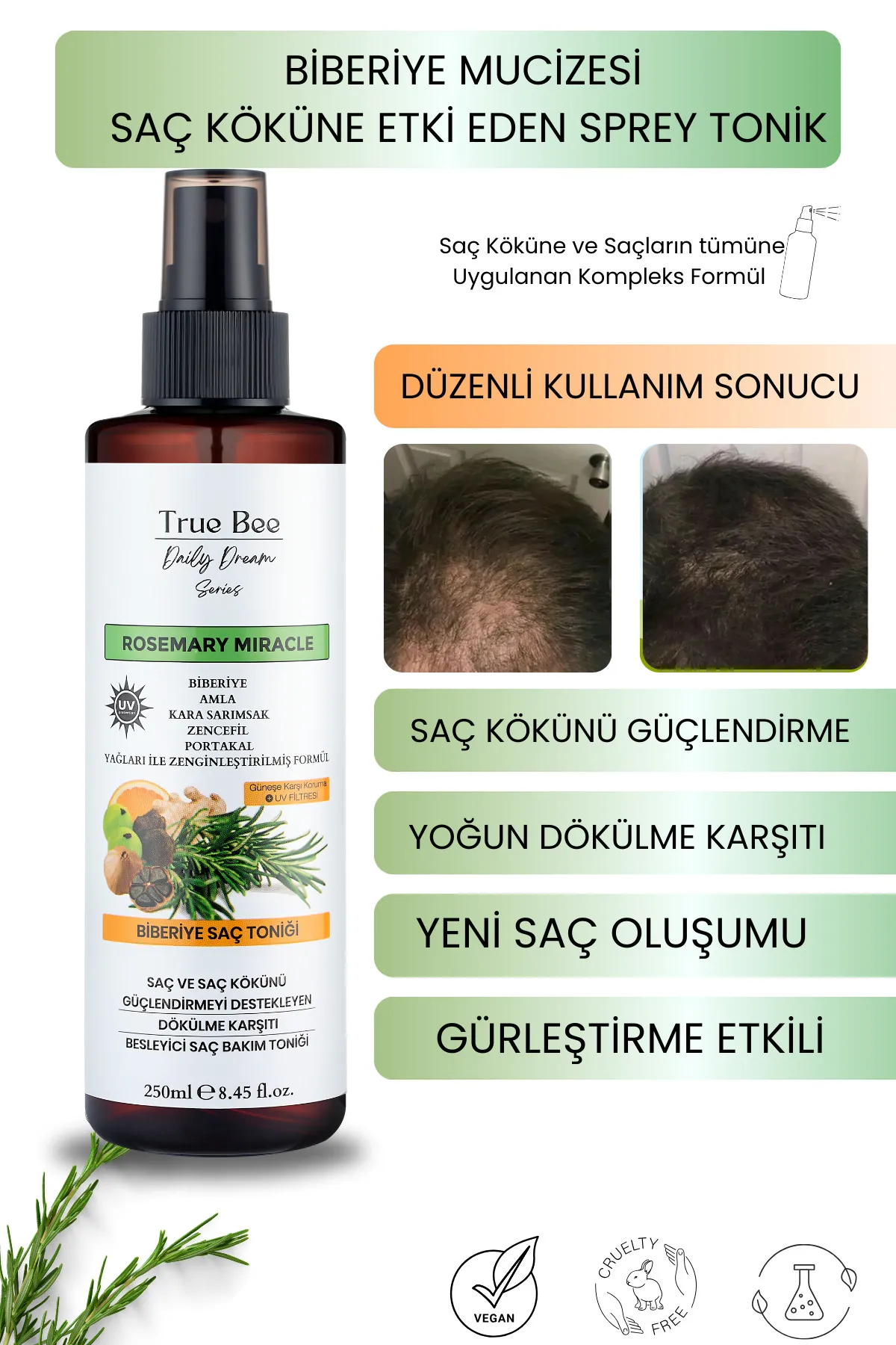 True Bee Care Biberiye Saç Toniği 250 ml