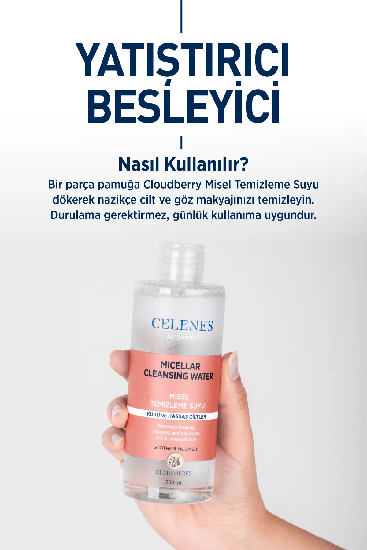 Celenes Cloudberry Micellar Temizleme Suyu Kuru ve Hassas Ciltler 250 ml