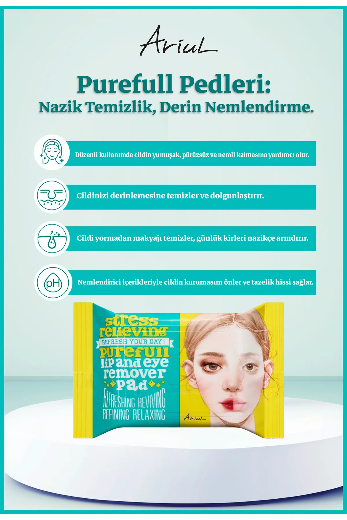 Ariul Purefull Dudak ve Göz Makyaj Temizleme Pedleri 30 Adet