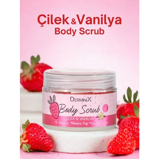 Derminix Vücut Peeling Çilek ve Vanilya 300 ml