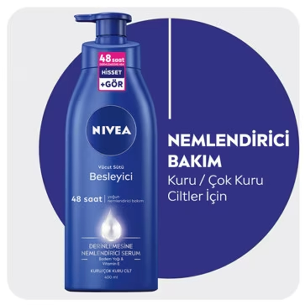 Nivea Besleyici Vücut Sütü 400 ml E Vitamini Badem Yağ