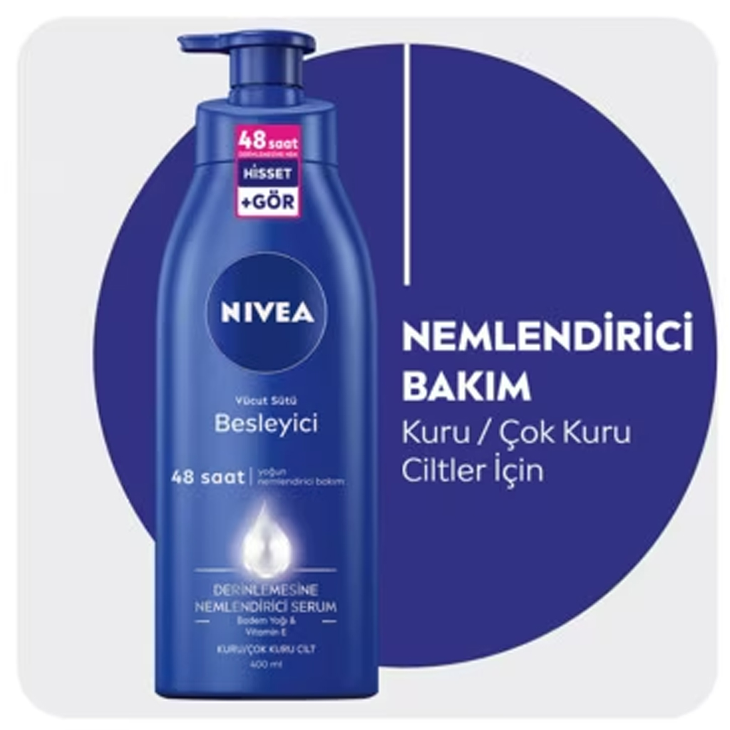 Nivea Besleyici Vücut Sütü 400 ml E Vitamini Badem Yağ