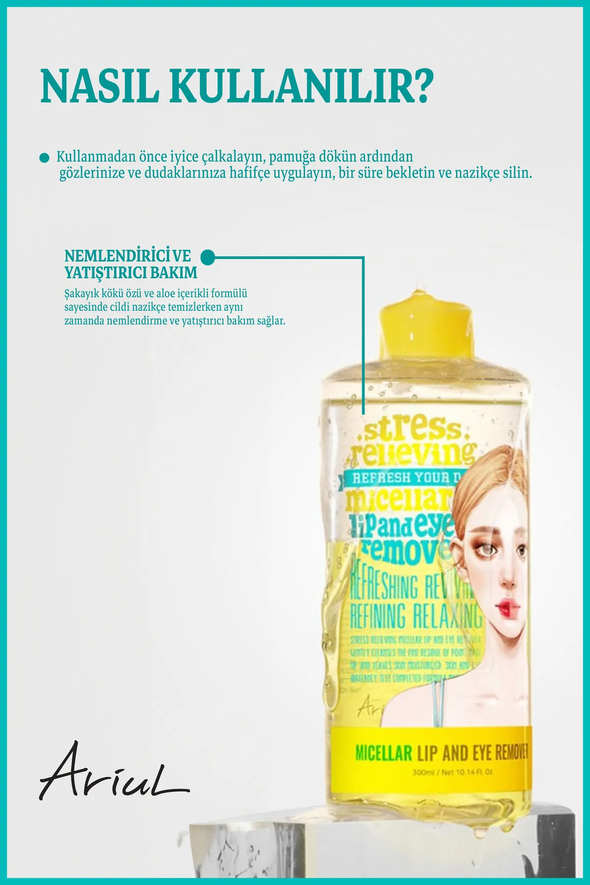 Ariul Micellar Dudak ve Göz Makyaj Temizleyici 300 ml