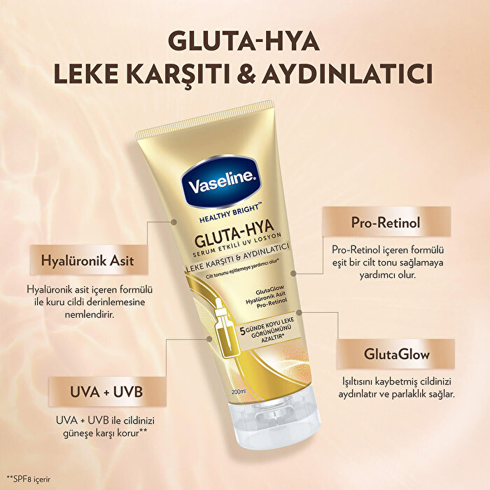 Vaseline Gluta Hya Serum Etkili UV Losyon Leke Karşıtı ve Aydınlatıcı 200 ml