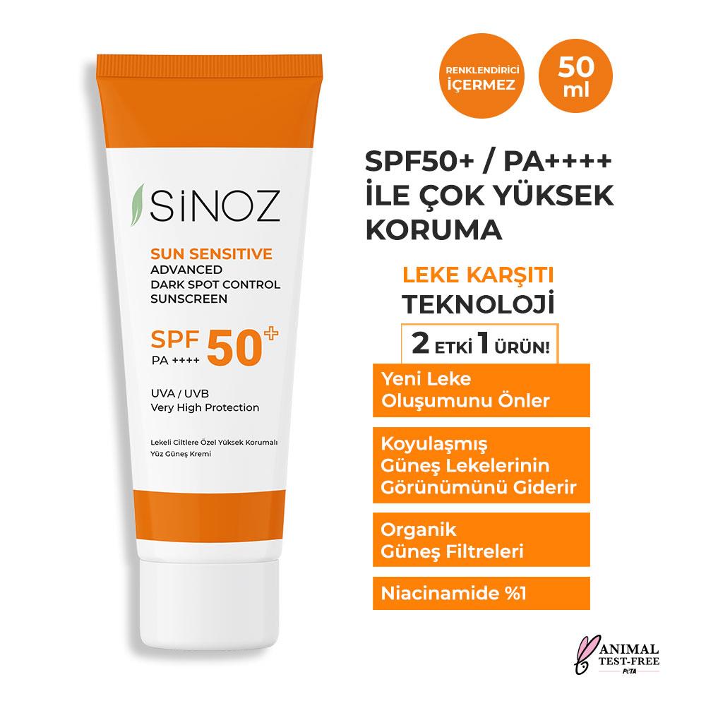 Sinoz Spf 50+ Leke Karşıtı Aydınlatıcı Yüz Güneş Kremi 50 ml