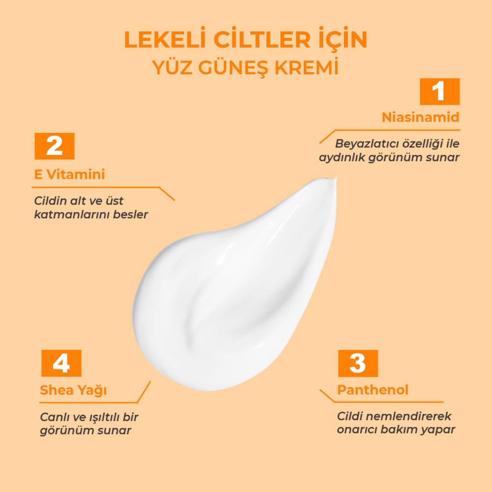 Sinoz Spf 50+ Leke Karşıtı Aydınlatıcı Yüz Güneş Kremi 50 ml