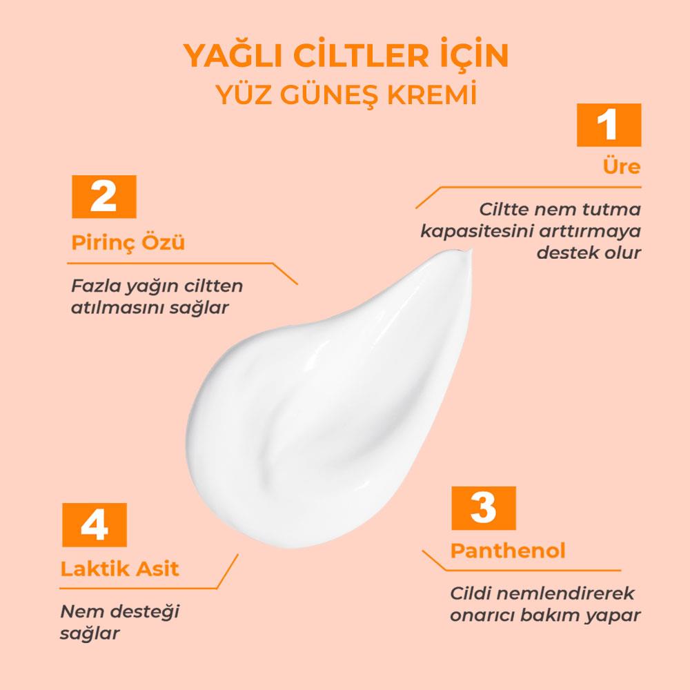 Sinoz Spf 50+ Sebum Dengeleyici Aydınlatıcı Yüksek Koruma Yüz Güneş Kremi 50 ml