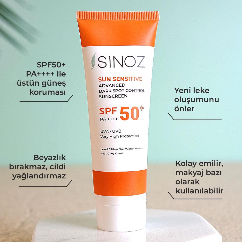 Sinoz Spf 50+ Leke Karşıtı Aydınlatıcı Yüz Güneş Kremi 50 ml