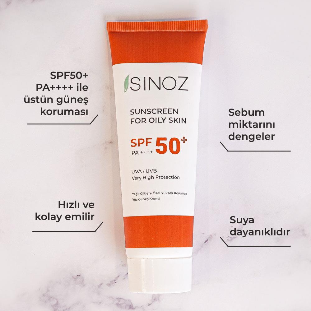 Sinoz Spf 50+ Sebum Dengeleyici Aydınlatıcı Yüksek Koruma Yüz Güneş Kremi 50 ml