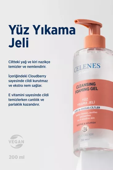 Celenes Cloudberry Yüz Yıkama Jeli Kuru ve Hassas Ciltler 250 ml