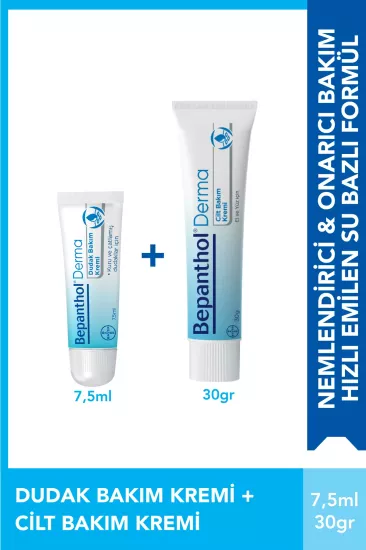 Bepanthol Cilt Bakım Kremi 30 gr ve Dudak Bakım Kremi 7,5 ml