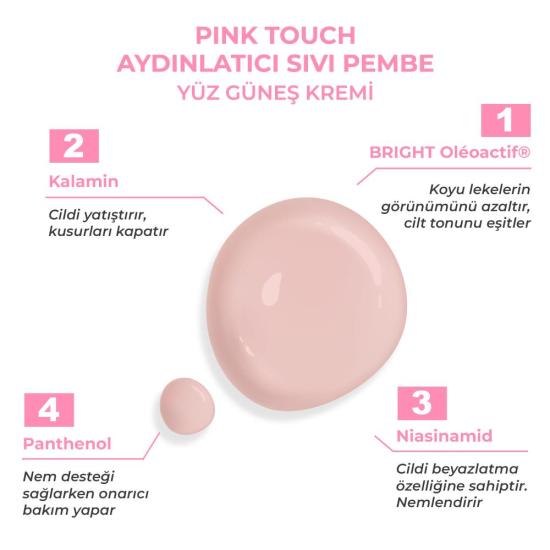 Sinoz Spf50+ Pink Touch Aydınlatıcı Fluid Güneş Kremi - Yeni Nesil Filtreleri Ile Hibrit Formül 50m