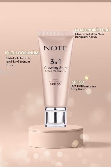 Note Cosmatics 3 in 1 Glowing Skin Tinted Moisturizer 50 SPF Işıltılı Aydınlatıcı Krem