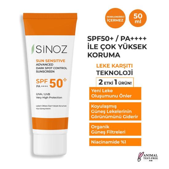 Sinoz Spf 50+ Leke Karşıtı Aydınlatıcı Yüz Güneş Kremi 50 ml