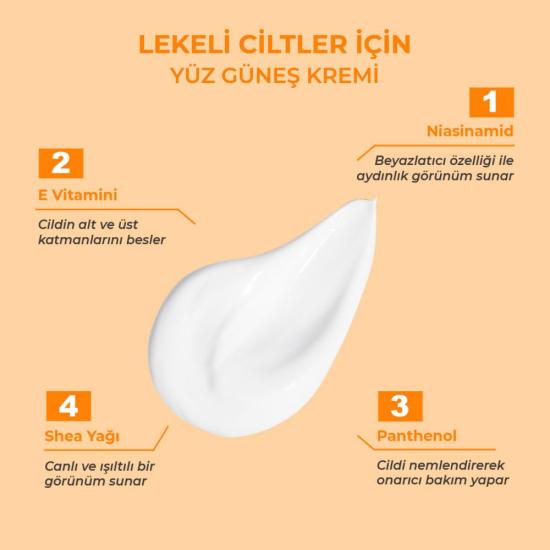 Sinoz Spf 50+ Leke Karşıtı Aydınlatıcı Yüz Güneş Kremi 50 ml