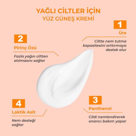 Sinoz Spf 50+ Sebum Dengeleyici Aydınlatıcı Yüksek Koruma Yüz Güneş Kremi 50 ml