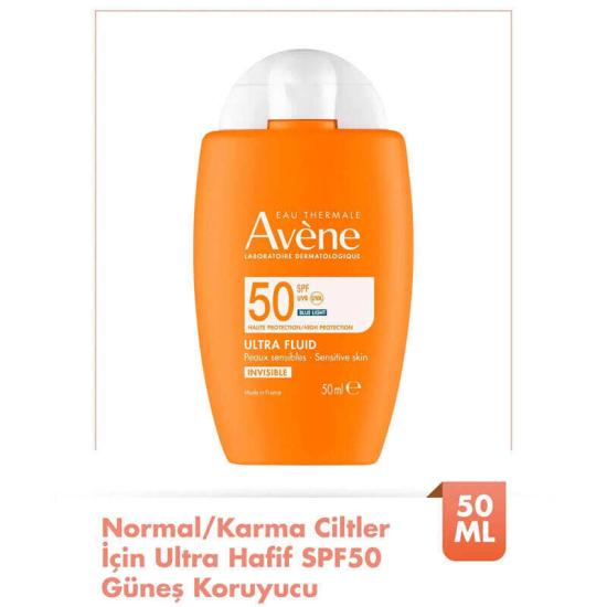 Avene Ultra Fluid Invisible SPF50 Normal ve Karma Ciltler İçin Güneş Kremi 50 ml