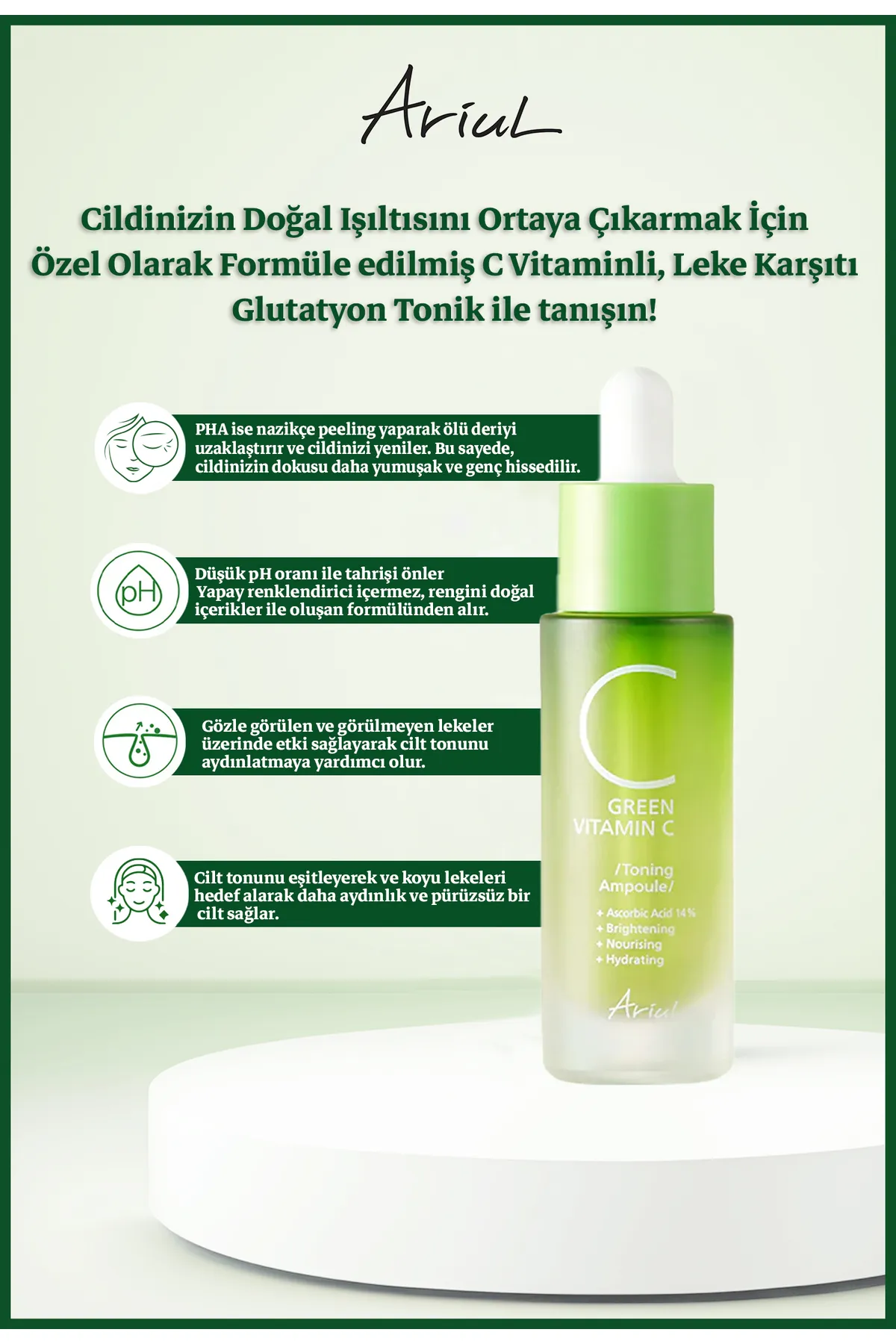 Ariul Green C Vitaminli Yüz Ampulü 15 ml